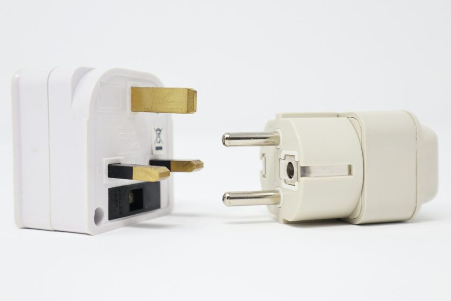 Two travel plug adapters with different plug types